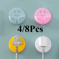 4/8Pcs Plug Hook Multi-function Socket Fixed Adhesive Hook Non-marking Wire Plug Storage
