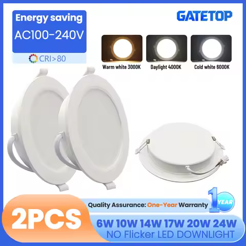 2PCS LED Downlight AC100-240V 6W 10W 14W 17W 20W 24W LED Ceiling Spot 3 CCT Recessed in Downlight Li