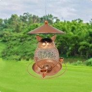 [kwbyle] Cat-Shaped Bird Feeder Aged Bronze Hanging Avian Feeder Feeder Mesh Garden Decor