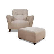 [特價]ASSARI-安井單人座貓抓皮獨立筒沙發(含50x50cm椅凳)薄霧