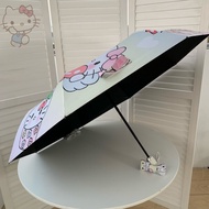Sanrio Kawaii Hello Kitty Umbrella Student Cartoon Female Portable Folding Sunny And Rainy Day Anti UV Manual Automatic Parasol