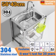 sinki dapur 60x45x75cm 304 stainless steel kitchen sink single bowl with stand or faucet and straine