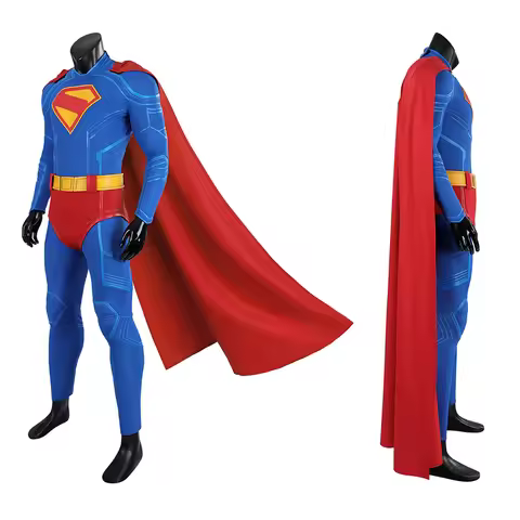Clark Kent Cosplay Costume High Quality Bodysuit with Red Cloak David Corenswet Hero Costume Male Ha