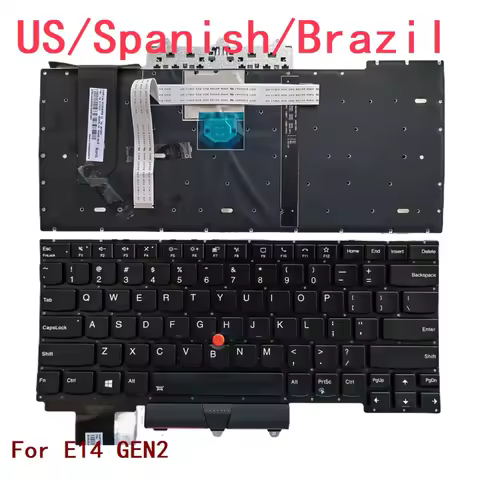 New US Spanish Laptop Backlit Keyboard For Lenovo Thinkpad E14 GEN2 Notebook PC Replacement