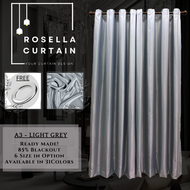 A3 - Ready-Made 85% Blackout Curtain LIGHT GREY, Langsir Siap Jahit. LANGSIR KAIN TEBAL ( FREE HOOK/RING )