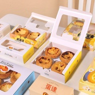 5 Sets] Handmade Egg Tart Box Disposable Portuguese Egg Tart Packaging Paper Box Baking Visual Windo