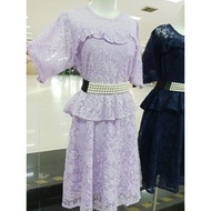 51440 2581 MIDI DRESS KARTINI PEPLUM JUMBO XL XXL FULL BROCADE MATERIAL THICK MIX TILE DOT 3/4 SLEEV