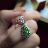 招財•健康•好運•稀有|冰玻秋香綠豆子|緬甸A貨翡翠純銀精緻吊