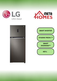 LG 423L 2 Door Top Mounted Freezer Refrigerators (Black Steel) LG-GN-B392PXBK