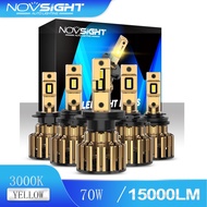 Novsight F03Y 3000K Super Bright Car LED Headlight 9005 9006 H4 H11 H7 70W 15000LM Car bulb fog ligh
