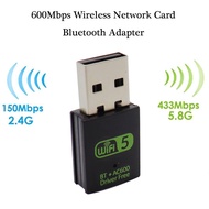 2 in 1 USB WiFi Bluetooth 5.0 Adapter 600Mbps Dual Band 2.4/5Ghz Wireless Network External Receiver WiFi Dongle For PC Laptop RC4Q