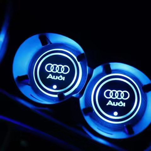 2PCS Car Cup Holder Bottom Pad 7 Color luminous LED Coaster For Audi Sline A4 A5 A7 S4 RS4 A6 TT A1 