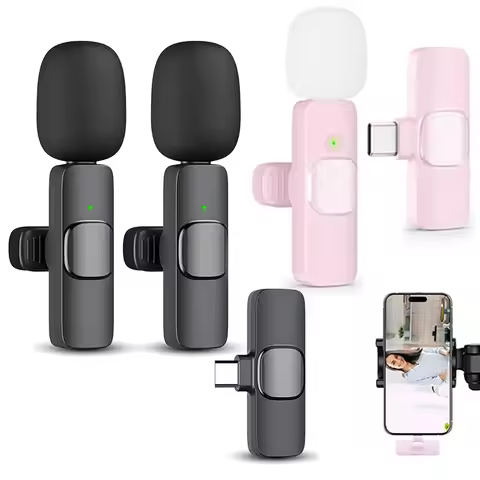 Wireless Lavalier Microphone for iPhone 17&16&15 Android USB-C Device Mini Lapel Mic Clip on Lapel M
