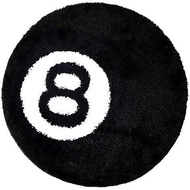 8 Ball Rug - 24 Inch Black Round Carpet Billiard Pool 8 Ball Carpet, Non-Slip Flocking Floor Bath Ma
