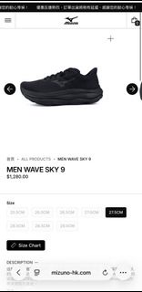 Mizuno wave sky 9 跑鞋
