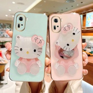 For OPPO Reno11 Pro 5G Phone Case OPPO RENO 11 5G 2024 New Fashion Cute Kitty Makeup Mirror Electroplate Silicone Soft Casing Oppo Reno11Pro Shockproof Protective Cover