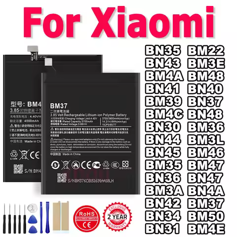 Battery For Xiaomi Redmi Hongmi Note Mi Max 2 A2 3 3S 4 4A 4C 4X Mix 5 5A 5X 5S 6 6X 7 8 9 Lite Plus