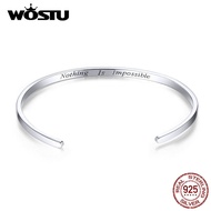 WOSTU 925 Sterling Silver Original Bracelet &amp; Bangle Nothing Is Impossible Adjustable Lucky Bracelets Genuine Jewelry CQB160
