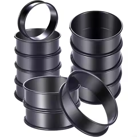 N3UA 12 Pieces Nonstick Stainless Steel Crumpet Molds Crumpet Rings English Muffin Rings Double Roll