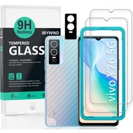 IBYWIND Tempered Glass Screen Protector For vivo Y76 5G(2Pcs),1 Camera Lens Protector,1 Backing Carbon Fiber Film,Easy Install