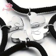 AmongSpring> Four-leaf Clover Magnetic Best Friendship Bracelets For 4pcs Women Men Magnet Heart Bes