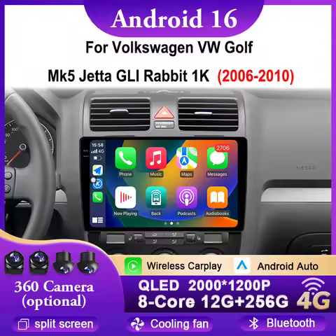 Car Radio Android 16 For Volkswagen VW Golf Mk5 Jetta GLI Rabbit 1K 2006-2010 Multimedia Video Carpl