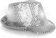 Fun Central LED Light Up Sequin Fedora Hats - Unisex 2025 New Years Eve Supplies