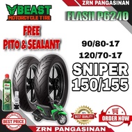 BEAST TIRE FLASH FOR SNIPER 150/155 17" SET/PAIR WITH FREE TIRE SEALANT AND TUBELESS VALVE (PITO)