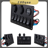EHBqna 6-GANG แผงควบคุมสวิตช์ไฟ LED Rocker Breaker วงจรเรือบรรทุกเรือเดินทะเล