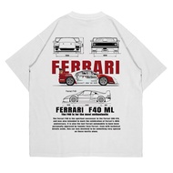 F1 FERRARI F40 T-SHIRT ML | RACING CAR T-SHIRT | COMBED PREMIUM 24s | MEN AND WOMEN