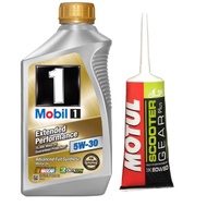 [HCM]Combo nhớt tổng hợp cao cấp xe máy ô tô Mobil 1 EP 5W30 946ml (USA) mẫu vàng và nhớt hộp số Mot