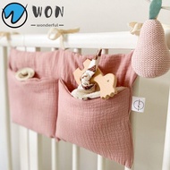 WON Storage Bag, Multifunction Diaper Storage Crib Hanging Bag,  Infant Products 2 Pockets Convenient Cot Bed Organizer