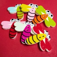 ❤FRC❤(6pcs) Wooden Button Dragonfly, 30x25mm, 2Hole, 6 Color