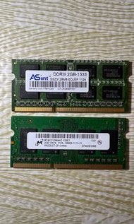 合售 筆電記憶體 Asint南亞/MT美光DDR3-2G 拆機良品 單條$89
