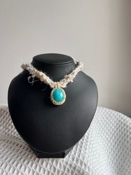 天然天河石 可愛森系 混線鉤織 串珠吊墜頸鏈