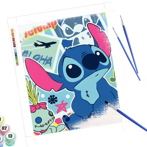 Disney Stitch Painting By Numbers On Canvas Cartoon Animal Personalized Gifts Adult Hobbies Set For 