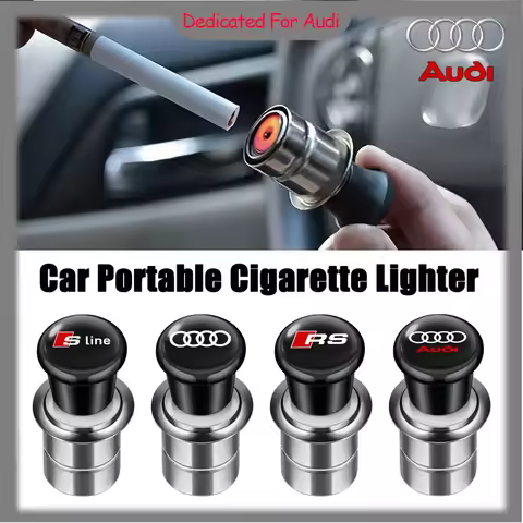 12V Portable Car Emblem Cigarette Lighter Professional Cigar Lighter For Audi Q5 Q3 Q2 Q7 A3 B5 B6 B