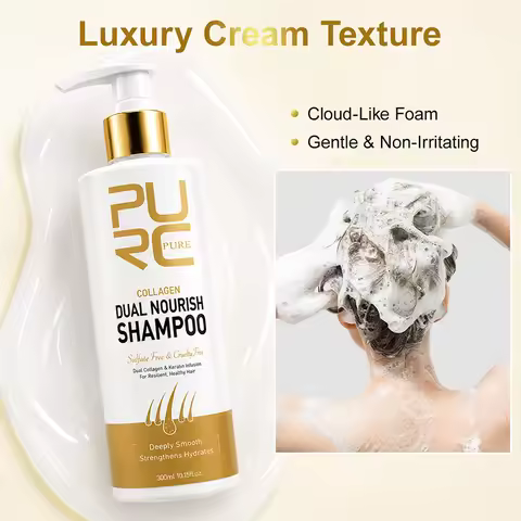 PURC Collagen Dual‑Nourish Shampoo Repair Damaged Frizz Argan Oil Scalp Treatment Intense Repair Nou