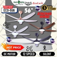 Ecoluxe ECO-556 LED 56'' DC Motor Ceiling Fan with LED Light 6 Speeds Remote Control 5 Blades Fan Ki