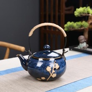 陶瓷提梁泡茶壺單壺單杯家用客廳簡約中式白瓷窯變功夫茶壺茶杯