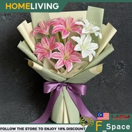 62cm 3 Heads 3D Printed Lily Wedding Aisle Runner Flower Stand Hotel Background Decor for Bridal