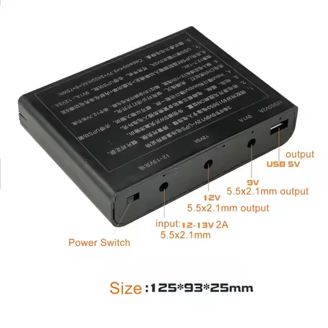 DIY 6x 18650 Battery 5V USB + 9V 12V 5.5x2.1mm UPS Power Supply Box for WiFi Router Modem Security C