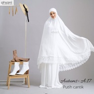 Mukena Dewasa Ahsani Autums A17 Rayon Twill Premium Jumbo Putih Umroh