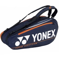 Txma YONEX Pro ชุดทัวร์กระเป๋าเทนนิสสีฟ้ากระเป๋าสะพายหลังกีฬาสำหรับ6ไม้เทนนิสพร้อมช่องใส่รองเท้าสำหร
