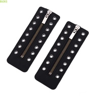 Bucks Zipper Boot Laces - Black Leather with Metal Eyelets, 8-Hole Adjustable Inserts