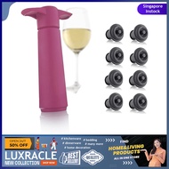 [sgstock] Vacu Vin Black Pump with Wine Saver stoppers - Keeps wine fresh for up to 10 days (Pink with 8 Stoppers) - [Pi