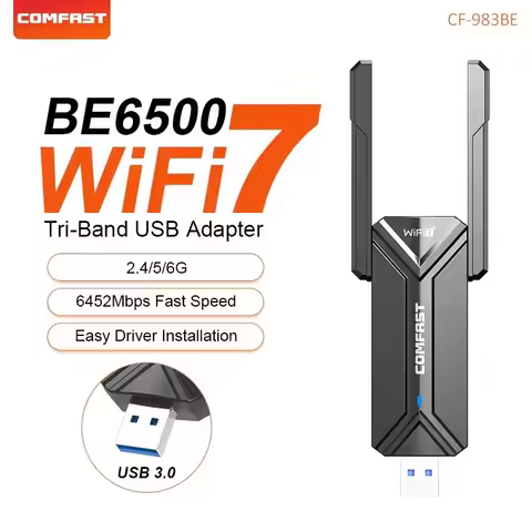 Comfast BE6500 AX5400 AX1800 AC1900 AC1300 WiFi 6 USB Adapter 2.4G/5GHz/6GHz Wireless Network Card W