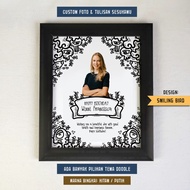 Custom 8R Doodle Art Photo Graduation Gift + Wedding Birthday Frame Unique Birthday Wedding Gift