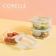 CORELLE BREEZE Square Glass Food Storage Container 3p (320ml) BPA Free