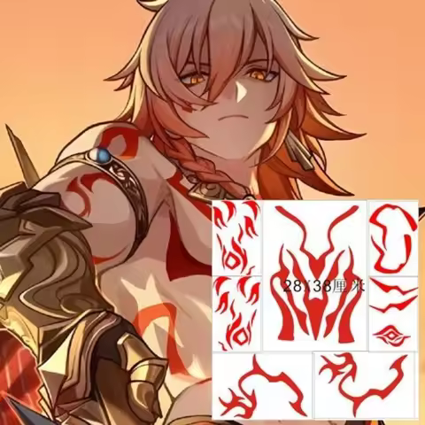Hot Honkai:Star Rail Anaxa Mydie Coser Cosplay Props Back Tattoo Sticker Temporary Tattoo Sticker Gi